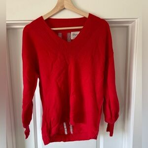 Charli London Anthropologie Red Cashmere V-Neck Sweater